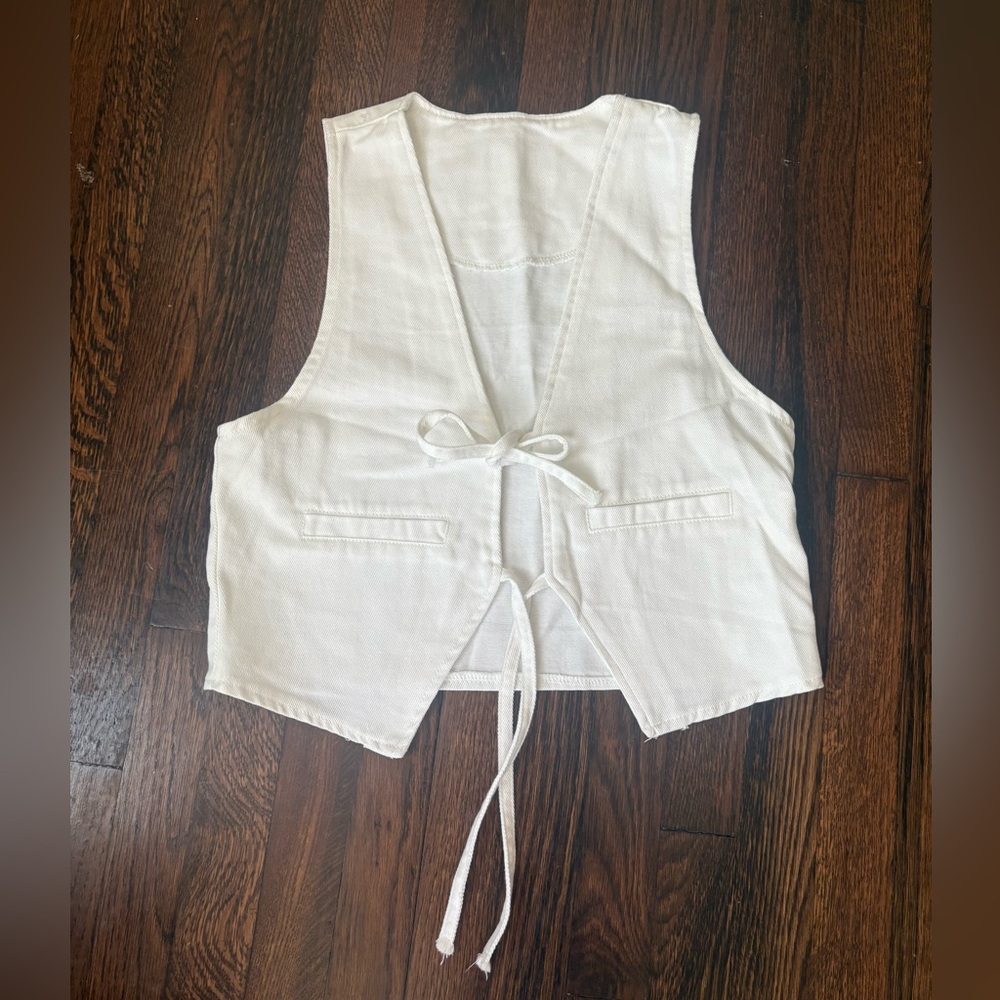 NWOT Amazon boho style open front white vest size large women’s
